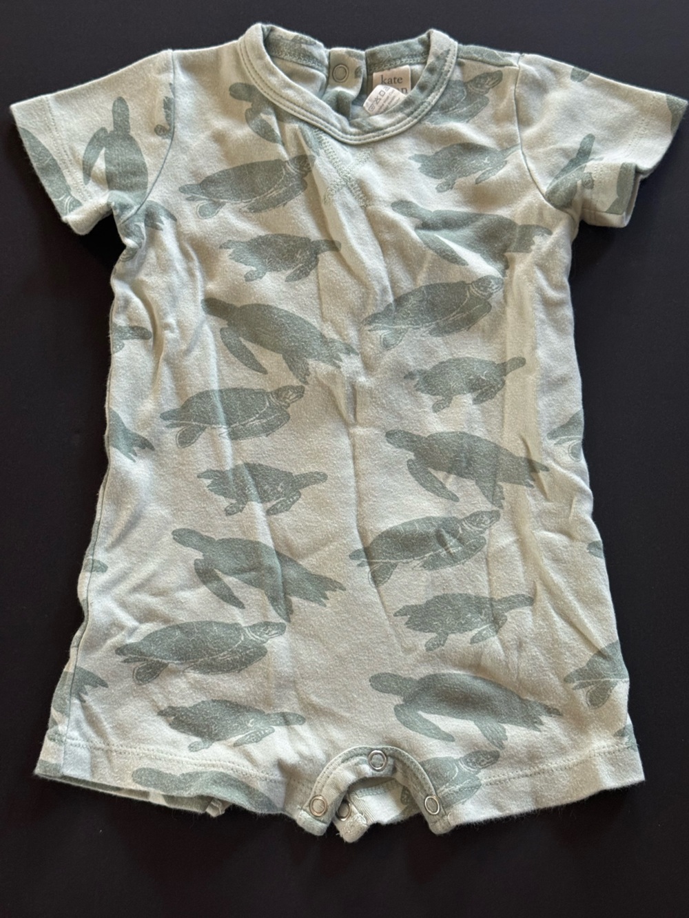 kate quinn Sea Turtle Print Short Sleeve Romper in Sage